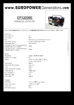 Бензинові електрогенератори Europower EP12000E (S)