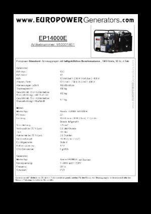 Бензинові електрогенератори Europower EP14000E (S)