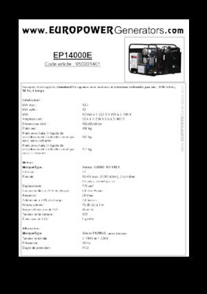 Бензинові електрогенератори Europower EP14000E (S)