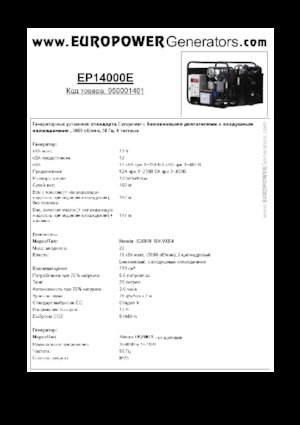 Бензинові електрогенератори Europower EP14000E (S)