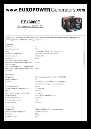Бензинові електрогенератори Europower EP16000E (S)