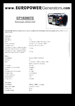 Бензинові електрогенератори Europower EP16000TE (S)