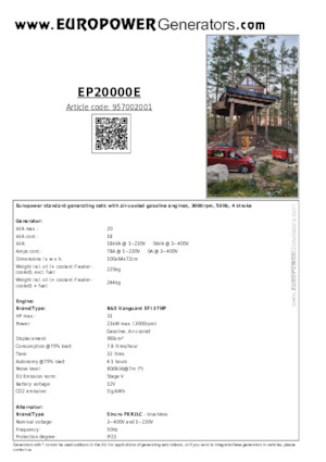 Бензинові електрогенератори Europower EP20000E (S)