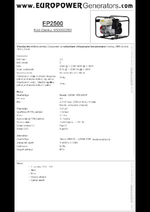 Бензинові електрогенератори Europower EP2500 (S)