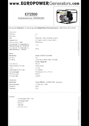 Бензинові електрогенератори Europower EP2500 (S)