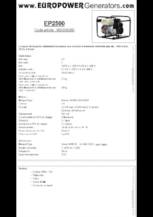 Бензинові електрогенератори Europower EP2500 (S)