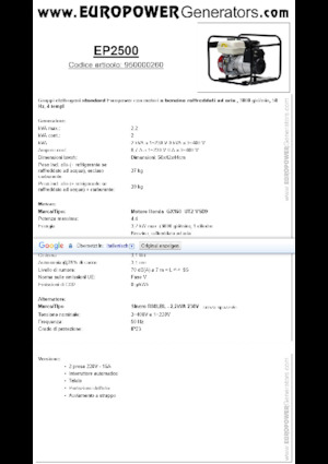 Бензинові електрогенератори Europower EP2500 (S)