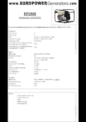 Бензинові електрогенератори Europower EP2500 (S)