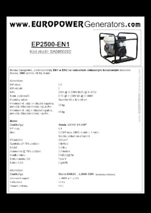 Бензинові електрогенератори Europower EP2500-EN1 (S)