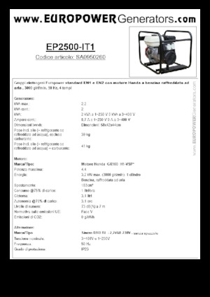 Бензинові електрогенератори Europower EP2500-EN1 (S)