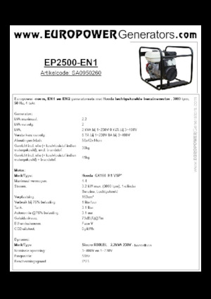 Бензинові електрогенератори Europower EP2500-EN1 (S)