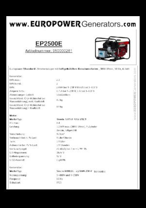 Бензинові електрогенератори Europower EP2500E (S)