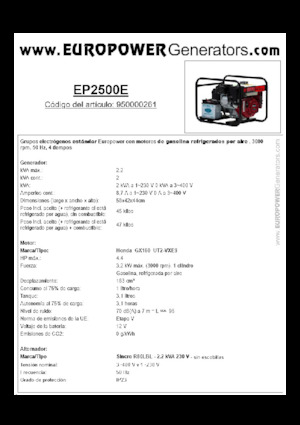 Бензинові електрогенератори Europower EP2500E (S)