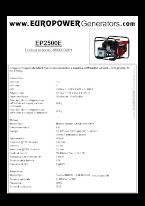 Бензинові електрогенератори Europower EP2500E (S)