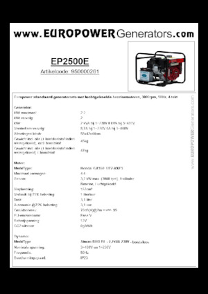Бензинові електрогенератори Europower EP2500E (S)