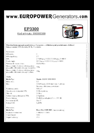 Бензинові електрогенератори Europower EP3300 (MA)