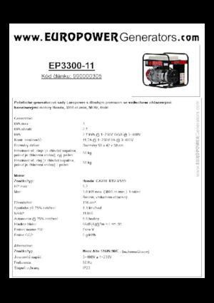 Бензинові електрогенератори Europower EP3300-11 (MA)