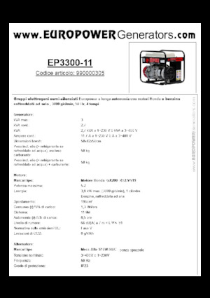 Бензинові електрогенератори Europower EP3300-11 (MA)