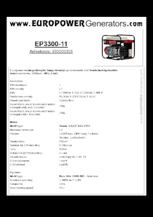 Бензинові електрогенератори Europower EP3300-11 (MA)