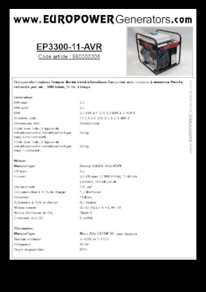 Бензинові електрогенератори Europower EP3300-11-AVR (MA)