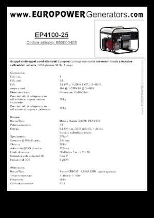 Бензинові електрогенератори Europower EP4100-25 (S)