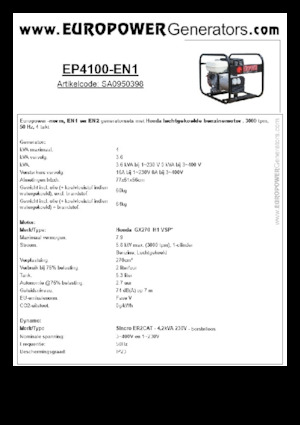 Бензинові електрогенератори Europower EP4100-EN1 (S)