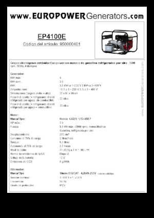 Бензинові електрогенератори Europower EP4100E (S)