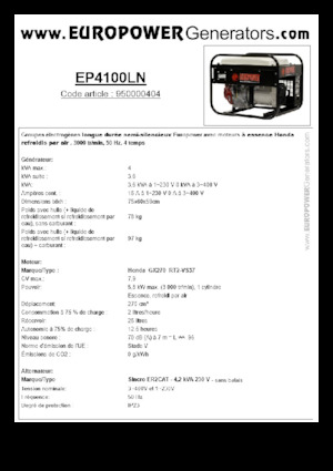 Бензинові електрогенератори Europower EP4100LN (S)