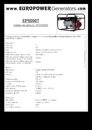 Бензинові електрогенератори Europower EP5000T (S)