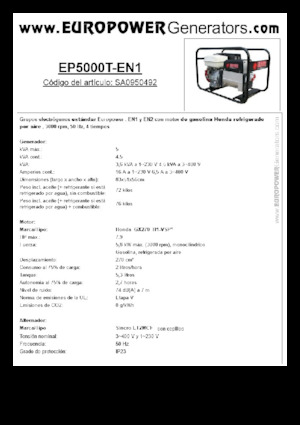 Бензинові електрогенератори Europower EP5000T-EN1 (S)