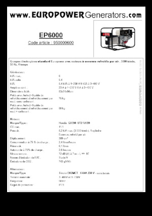 Бензинові електрогенератори Europower EP6000 (S)