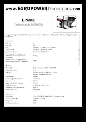 Бензинові електрогенератори Europower EP6000 (S)
