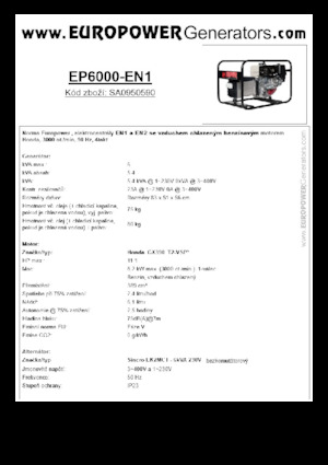 Бензинові електрогенератори Europower EP6000 EN1 (S)