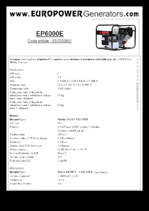 Бензинові електрогенератори Europower EP6000E (S)