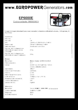 Бензинові електрогенератори Europower EP6000E (S)