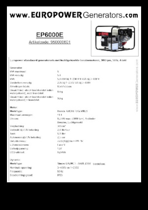 Бензинові електрогенератори Europower EP6000E (S)