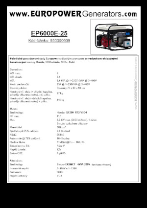 Бензинові електрогенератори Europower EP6000E-25 (S)