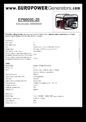Бензинові електрогенератори Europower EP6000E-25 (S)