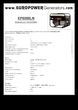 Бензинові електрогенератори Europower EP6000LN (S)