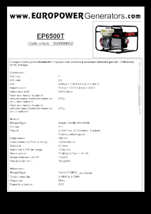 Бензинові електрогенератори Europower EP6500T (S)