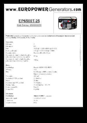 Бензинові електрогенератори Europower EP6500T-25 (S)