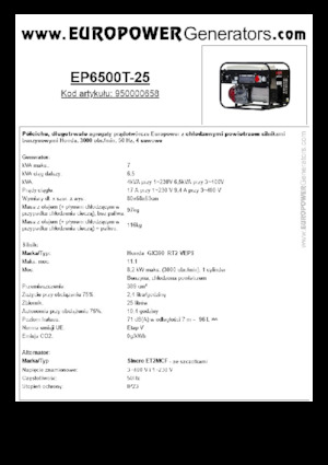Бензинові електрогенератори Europower EP6500T-25 (S)