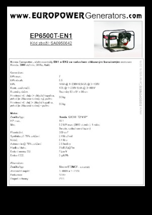 Бензинові електрогенератори Europower EP6500T-EN1 (S)
