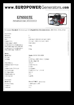 Бензинові електрогенератори Europower EP6500TE (S)