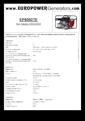 Бензинові електрогенератори Europower EP6500TE (S)