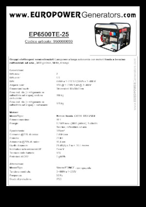 Бензинові електрогенератори Europower EP6500TE-25 (S)