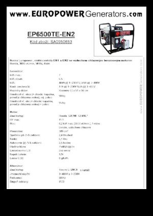 Бензинові електрогенератори Europower EP6500TE-EN2 (S)