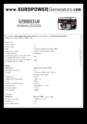 Бензинові електрогенератори Europower EP6500TLN (S)