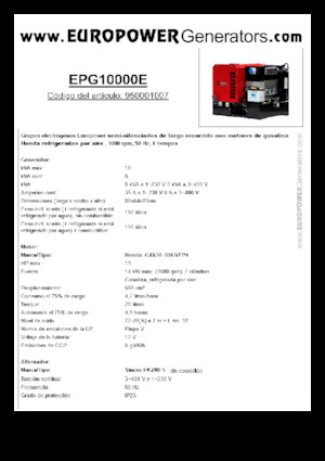 Бензинові електрогенератори Europower EPG10000E (S)