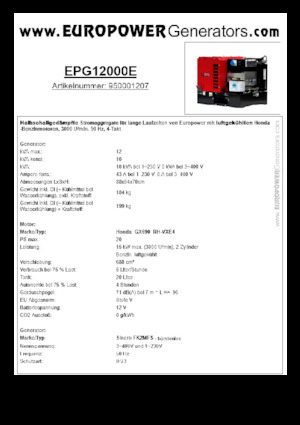 Бензинові електрогенератори Europower EPG12000E (S)